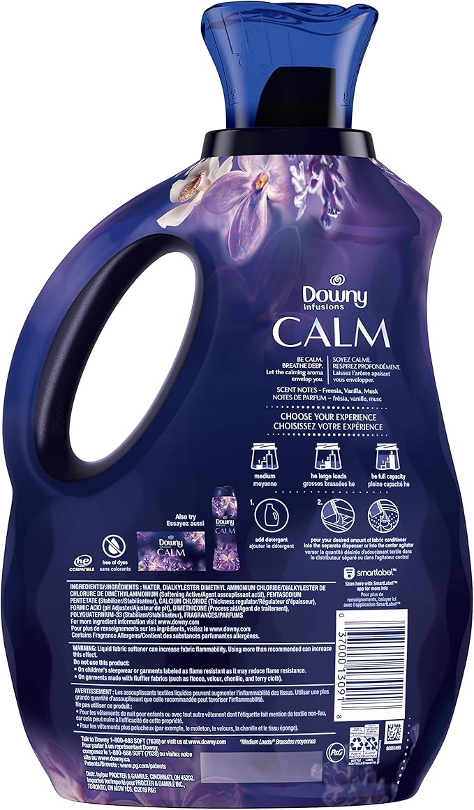 Downy Infusions Fabric Softener Liquid, Calm, Lavender & Vanilla Bean, 1.92 L - Packaging May Vary