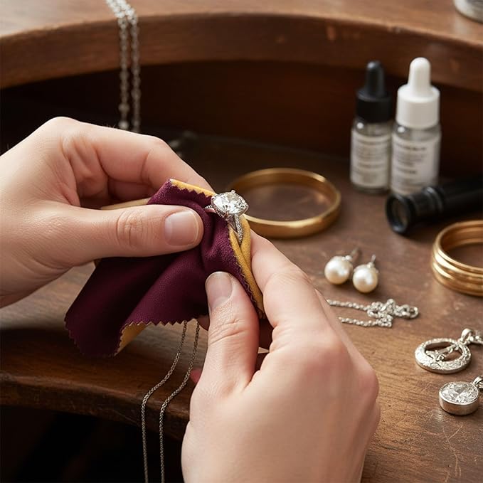 Cadie Silver Polishing Rouge Cloth - 100% Treated Reusable Cotton Jewelry Cleaning Cloth for Silver, Gold, Platinum & Silverware - Restore Shine, Remove Tarnish, 10 x 12 Inches, 2 Pack