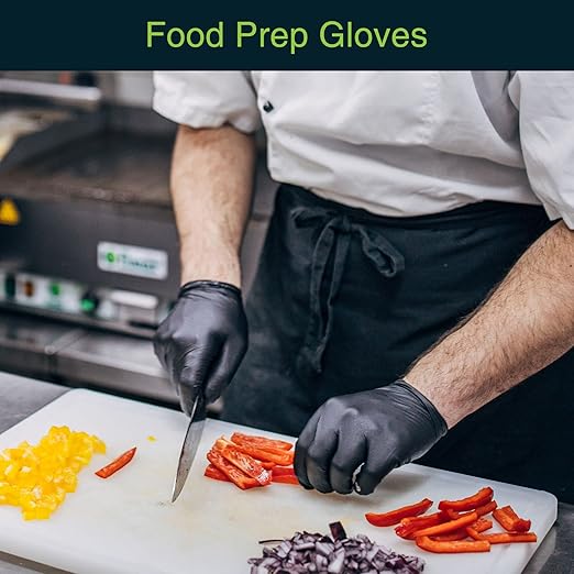 Black Gloves Disposable Latex Free Large, 50 Count - Medical and Dental Grade Surgical Gloves - Powder Free Nitrile Gloves Large - 3 Mil Thickness