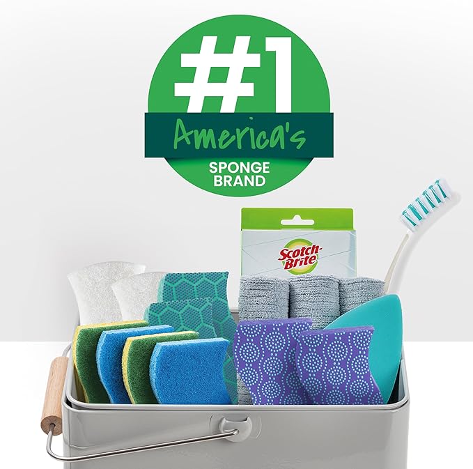 Scotch-Brite Heavy Duty Scrub Sponge, 6 Kitchen Sponges for Tough Messes - Lasts 3X Longer*, Perfect for Cast Iron Skillets & Outdoor Grills, Flexible & Durable Construction (Pack of 6)