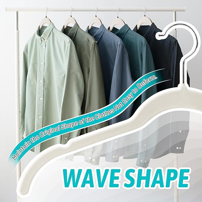 Sishynio Premium Velvet Shirt Hangers 30 Pack, Non-Slip 360° Swivel Hook Slim Flocked Coat Hanger, Space Saving Felt Hanger for for Tank Top, Blouses, Strappy Dresses