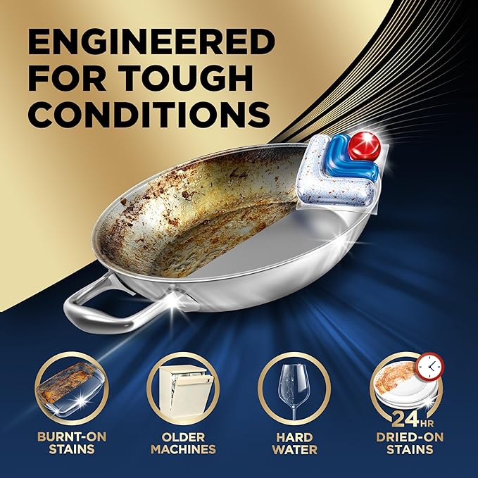 Finish Ultimate Dishwasher Pods, No Pre-Rinse Dishwasher Detergent Soap Removes Burnt-On Stain, with CycleSync Technology, Degreasing & Scrubbing Power, 76 Count