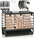 Utensil Holder, Stainless Steel Utensil Drying Rack with 3 Compartments and Automatic Drain Tray for Kitchen Counter, Silverware Cutlery Flatware Holder Forks, Knives, Spoons, Chopsticks Organizer