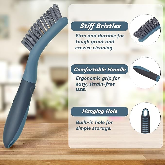 PHYEX 2 Packs Small Brushes for Cleaning, Stiff Bristle Grout Scrub Brushes for Kitchen, Bathroom, and Tile Floors, Ideal for Gaps, Crevices, and Window Tracks