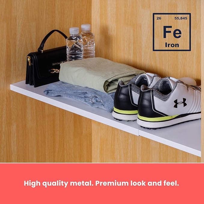 Home in Bold Tension Rod Shelving Expandable Closet Tension Shelf Storage Rack - No Drill Cabinet Tension Rod Shelf for Closet No-Slip | Shelves for Cabinet (NO Screw Installation)