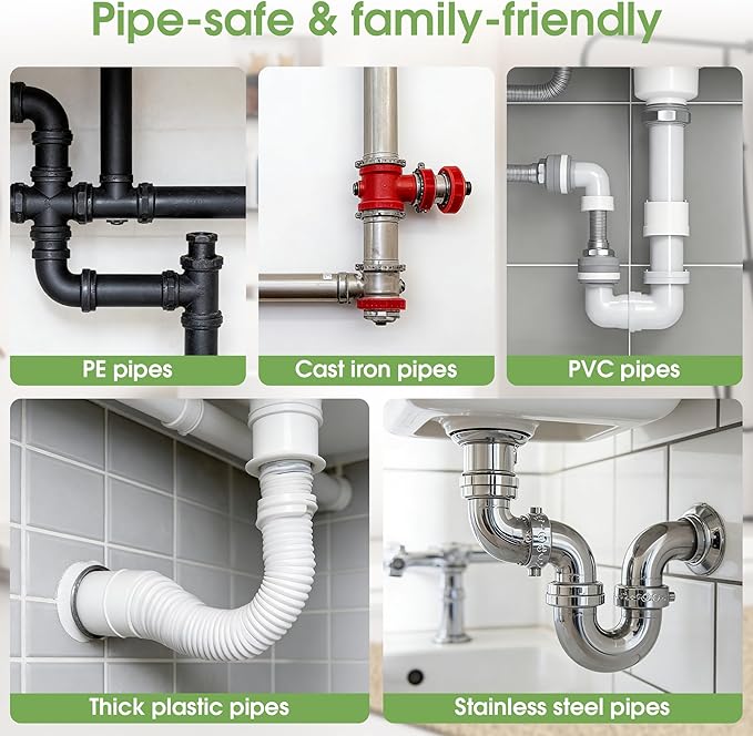 Drain Clog Remover, 268g Solid Pipe Cleaner Particle, Fast Acting Drain Cleaner for Kitchen Sinks, Bathtubs & Showers