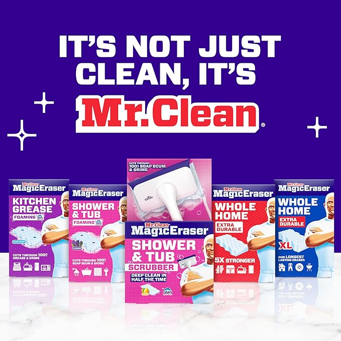 Mr. Clean Magic Eraser Foaming Sponge, Kitchen Grease Eraser, Dawn Cleaning Power, Oven Cleaner, Unstopables Fresh, 8ct