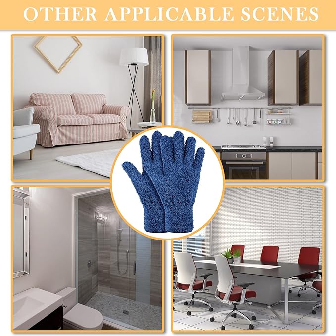 Patelai 3 Pairs Microfiber Plant Dusting Gloves Leaf Cleaning Gloves for Indoor Plants, Blinds, Furniture, House (Black,Navy,Yellow,Medium)