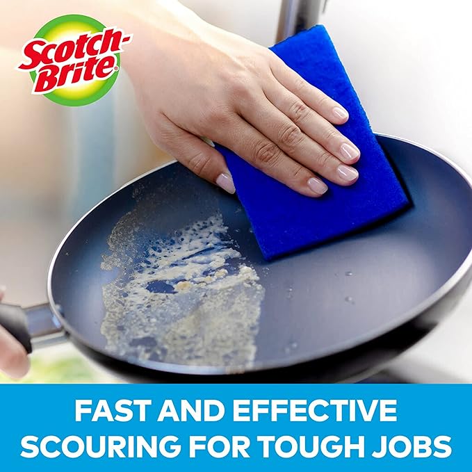 Scotch-Brite® Zero Scratch Scour Pad, 3 Scrubbing Pads, Non-Scratch Scouring Pads for Kitchen and Dish Cleaning (Pack of 2)