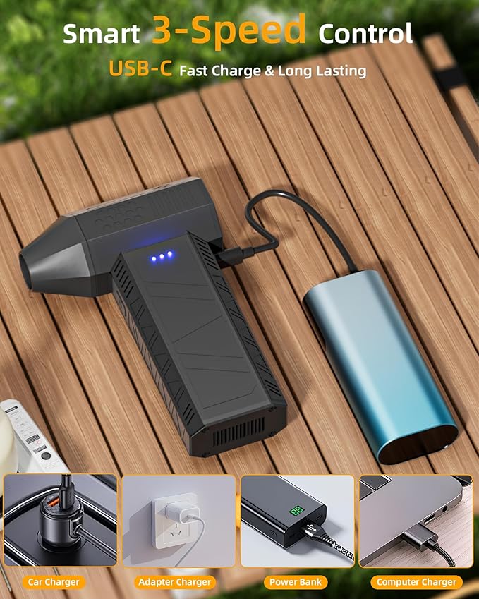 Rechargeable Air Duster - Electric Cordless Blower for PC & Keyboard Cleaner, 110K RPM Handheld Compressed Air Can Replacer for Electronics, Car (Portable & Lightweight)
