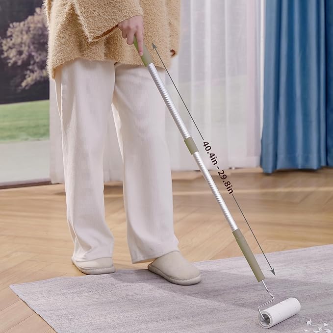 Large Lint Rollers for Pet Hair Extra Sticky,Cat Dog Hair Remover Laundry Clothes Carpet Furniture,6.3 inches Wider with 450 Sheets Giant Lint Remover Brush for Couch with Long Handle