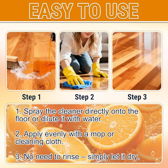 Household Hardwood Floor Cleaner, Floor Solution for Mopping Wood Tile Laminate, Marble, Natural Stones, Porcelain Shower Bathroom, Liquid-17.6 Fl Oz1 Bottle