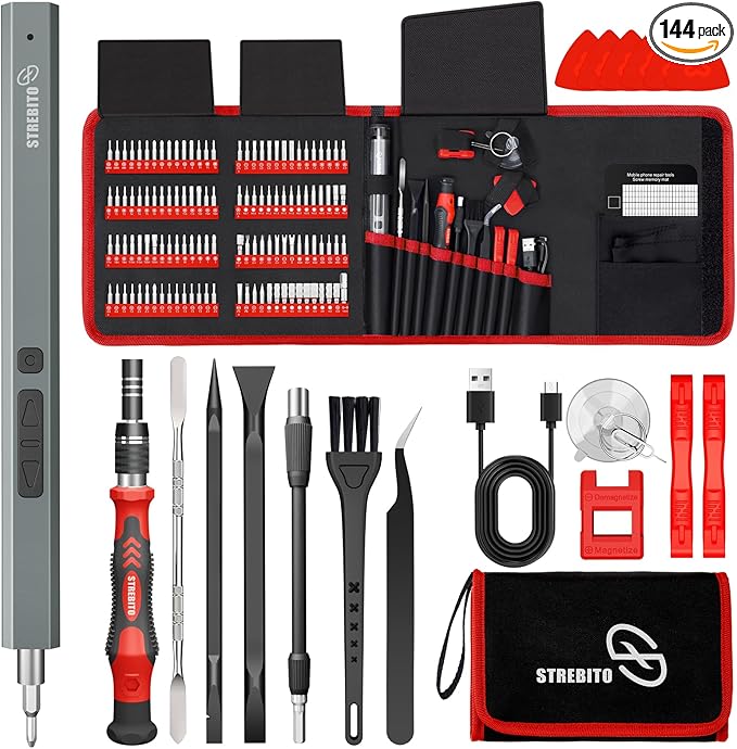 STREBITO Electric Screwdriver, 144-in-1 Precision Screwdriver Set, 120 Magnetic Bits, Organized Storage and Portability, Small Tool Kit for Electronics, PC, Computer and Laptop