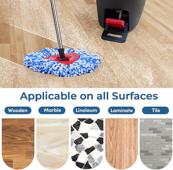 Matthew Cleaning 12Pack Blue Microfiber Spin Mop Replacement Head Compatible with EasyWring Spin Mop Replace Head-EasyWring High Absorbency,Machine Washable,Microfiber Spin Mop Refills