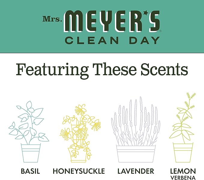 Mrs. Meyer's Clean Day Dryer Sheets, Softens Fabric, Reduces Static, Cruelty Free Formula, Basil Scent, 80 Count