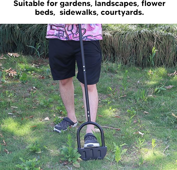 42.71in Saw-Tooth Edger Lawn Tool, Half Moon Lawn Edger with T-Grip, Sidewalk Grass Long Handled Step Edger, Carbon Steel Manual Trimming Shovel for Garden Sidewalk Flower Beds