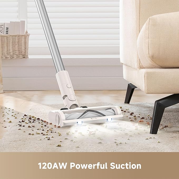 DREAME Cordless Vacuum Cleaner R10 Pure, 120AW Powerful Suction, Stick Vacuum Cleaner for Home, Anti-Tangle, LED Headlights, Up to 60 Mins Runtime, Lightweight for Carpet, Hard Floor, Pet Hair