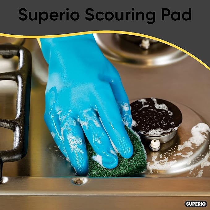 Superio Heavy Duty scouring Pads Non-Scratching Scrubber, Non-Scratch Cleaning Scrub Pads, Eco-Friendly Reusable Kitchen Scrubbing Pad, Great for Non-Stick Cookware