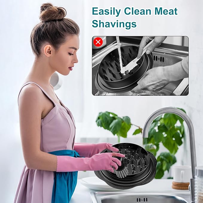 Mini Dish Brush for Cleaning Chicken Shredder, Palm Brush Dish Scrubber with Ergonomic Grip, Kitchen Brush for Washing Dishes, Pans, Pots, Sink (2, Black)