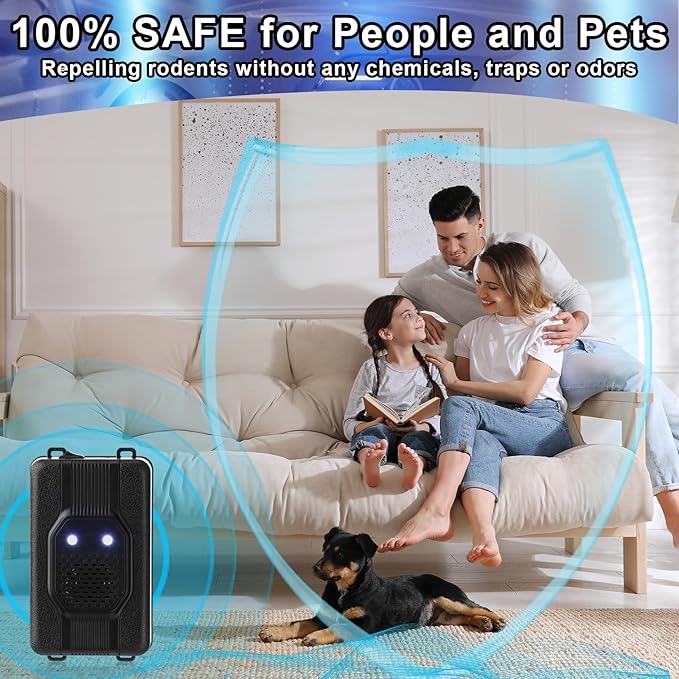 Qualirey 9 Pcs Ultrasonic Rodent Repellent for Car Engines Car Rodent Repeller Under Hood Battery Operated Rat Repellent with Strobe Light Keep Pest Squirrels Mice Out of Garage RV Outdoor