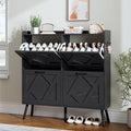 Nicetree Shoe Cabinet, Shoe Storage Cabinet for Entryway, Farmhouse Narrow Shoe Rack Cabinet with Metal Legs, Foyer, Hallway,4 Flip Drawers,Black