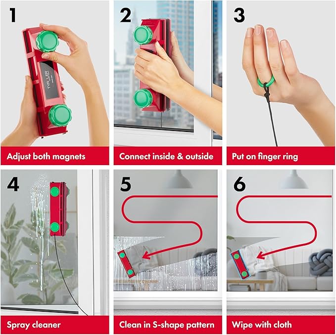 Tyroler Magnetic Window Cleaner Tool | The Glider D4 Double-Sided Window Cleaner Tool Fits Windows 0.1"-1.6" Thick | Magnet Window Cleaner | Magnetic Glass Cleaner | limpiador de ventanas magnetico