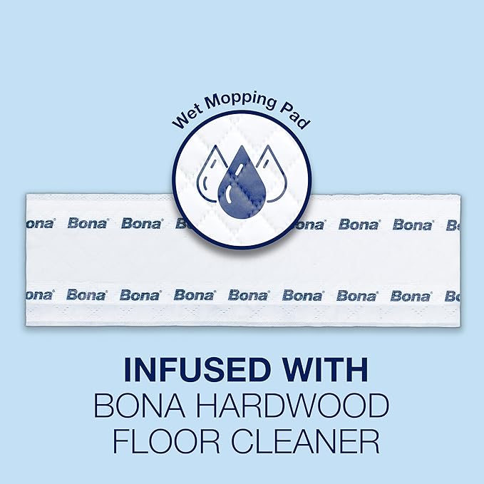 Bona Hardwood Floor Disposable Wet Cleaning Pads - unscented - Use Mops - Residue-Free Floor Cleaning Solution for Wood Floors,12 Count(Pack of 2)