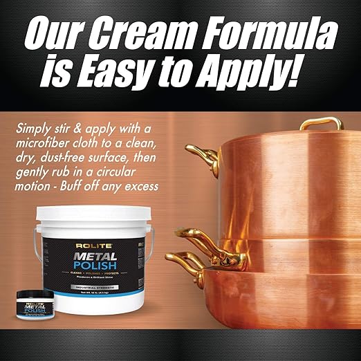Rolite Metal Polish Paste, 4.5 oz, Industrial Strength Scratch Remover & Cleaner for Aluminum, Chrome, Stainless Steel, Restores Shine to All Metals, Heavy-Duty Polishing Paste