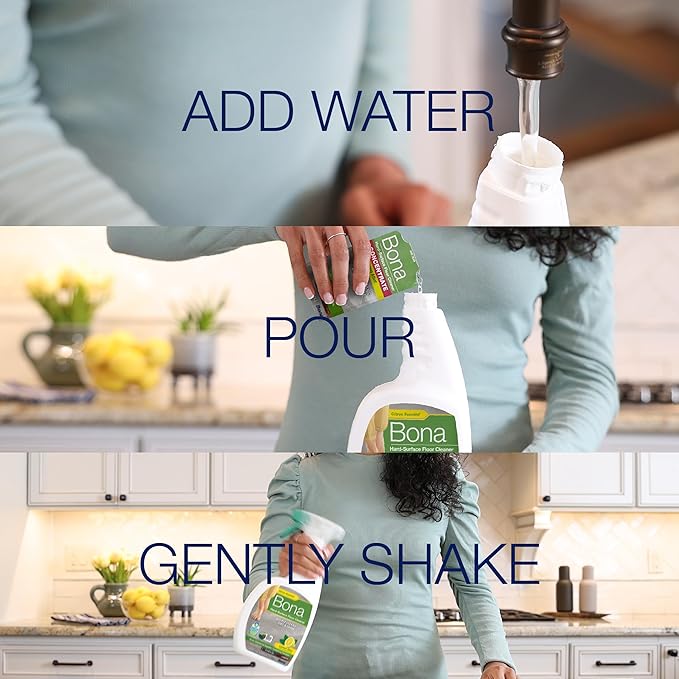 Bona Multi-Surface Floor Cleaner Concentrate, Lemon Mint Scent, 1 fl oz, Pack of 4 (Makes 128 fl oz) Spray Mop and Spray Bottle Refill – For Use on Stone, Tile, Laminate, and Vinyl Floors