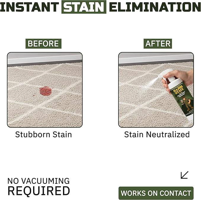 Carpet Stain Remover Spray – 32oz – Powerful Carpet Cleaner Spray & Spot Remover for Carpet, Upholstery & Rugs – Removes Wine, Coffee, Grease & Food Stains – Fragrance Free
