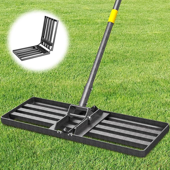 Lawn Leveling Rake 30x10 Inch , Heavy-Duty Yard Leveling Rake 6.2FT Leveler Tool for Soil, Sand & Topsoil, Backyard, Garden, Golf Course