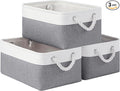 Storage Baskets for Shelves 13.8x9.8x6.7 Inch-Foldable Fabric Organizing Storage Bins with Handles, Closet & Bathroom Organizer, Home Storage for Kitchen, Office (3-Pack, White&Gray)