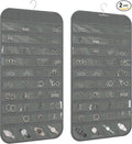 2 Pack Hanging Jewelry Organizer 80-Pocket Dual-sided Jewelry Storage for Earring Necklace Bracelet Ring Travel Holder, Gray