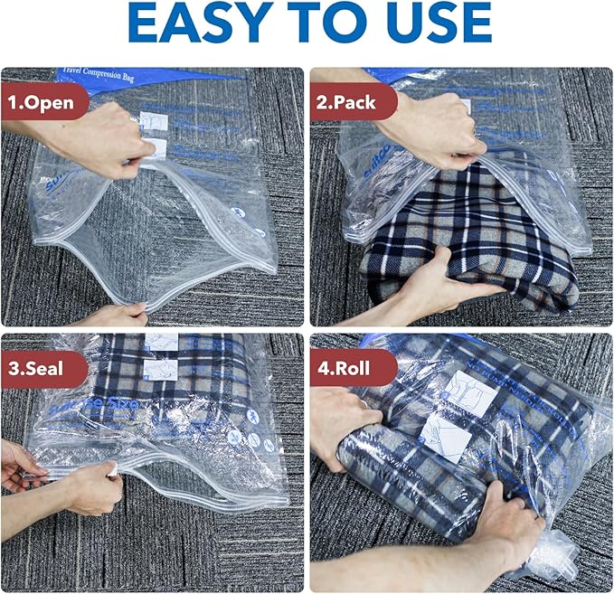 MEIQIHOME Vacuum Storage Bags, Space Saver Sealer Bags for Clothing, Pillows, Comforters, Blankets, Bedding, Travel, 16 Roll Bags, PA+PE Material
