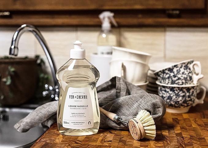 Fer à Cheval Marseille Dishwashing Soap, Allergen Free, Olive Oil Based, Made in France, Liquid Dish Soap, 2 Pack, 500 ml / 16.9 fl oz Each