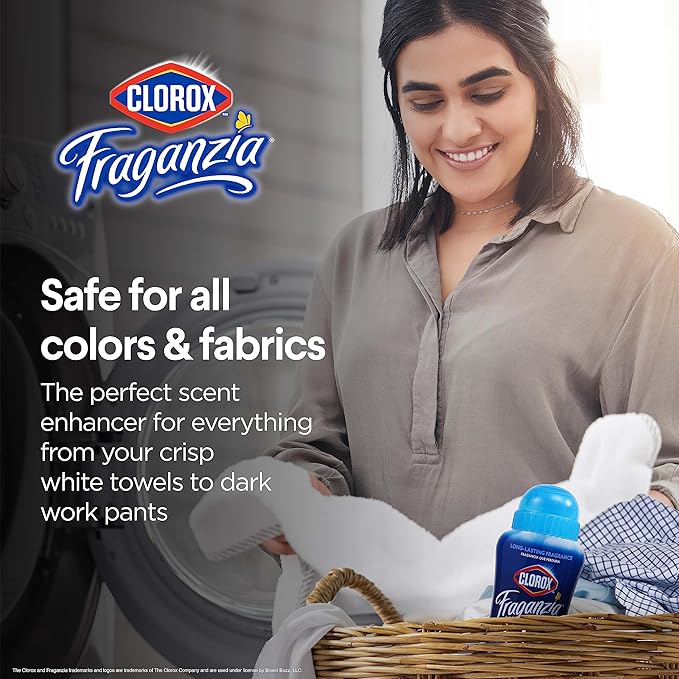 Clorox Fraganzia Laundry Scent Booster Crystals, In-Wash Fragrance Beads for Fresh-Smelling Clothes & Linens, Safe for All Fabrics & Colors, Easy-Pour Bottle, Linen Scent, 70 Oz