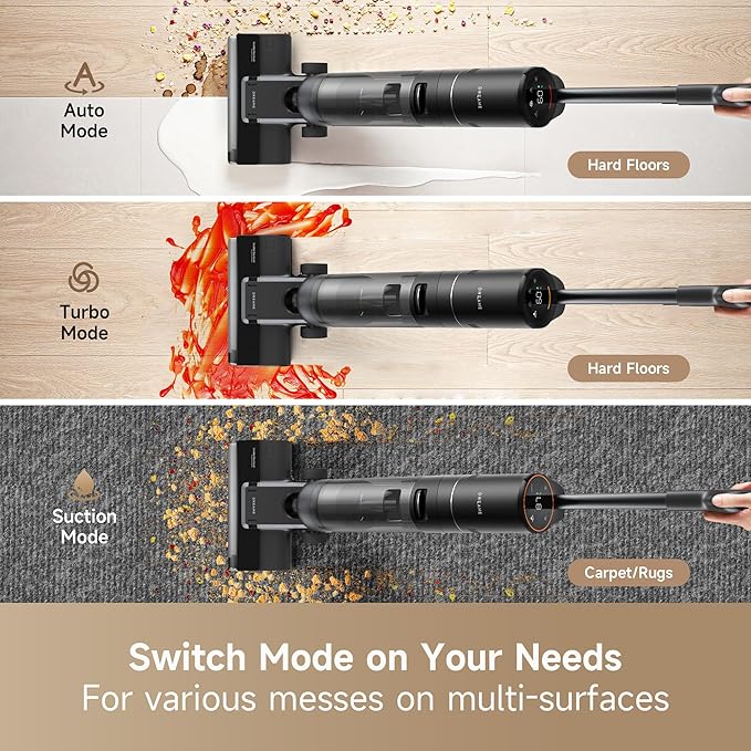 DREAME H12S Cordless Vacuum Mop, Vacuum and Mop at The Same Time, Wet Dry Vacuum for Hard Floors, Edge Cleaning, Hot Air Drying, Smart Floor Cleaner Machine Great for Sticky Messes on Multi-Surfaces