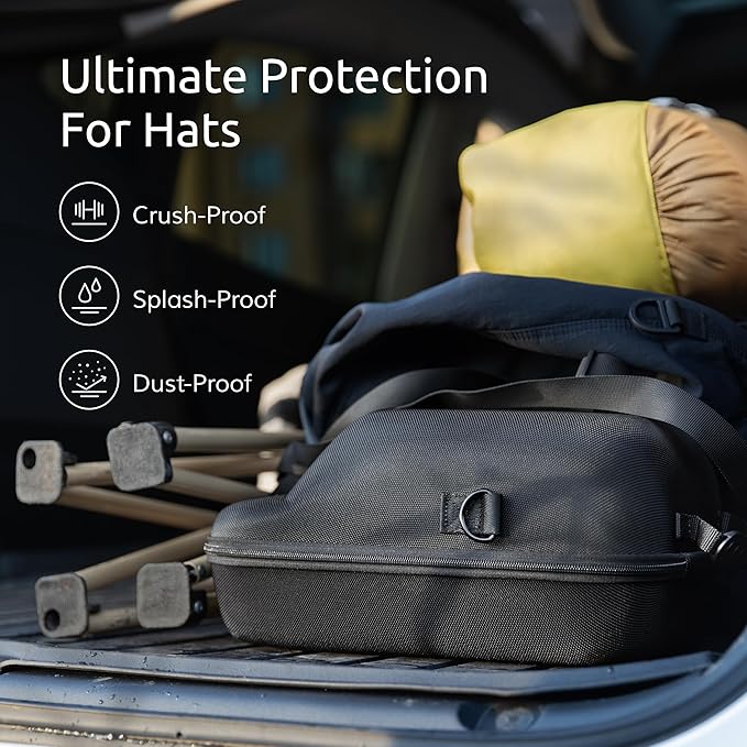 OZUECCR Hard Hat Travel Case – Storage for Baseball Caps with Carrying Handle and Adjustable Shoulder Strap, Hat Organizer Protects up to 6 Hats, for Travel and Home Storage (Inner Orange)