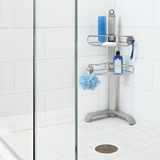 simplehuman Corner Shower Caddy, Stainless Steel and Anodized Aluminum