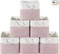 13 x 13 Inch Cube Storage Bins, 6 Pack Fabric Storage Basket with Handles, Foldable Boxes Organizer for Shelf Baskets for Home, Clothes (White/Pink)