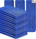 Matthew 18'' Microfiber Mop Replacement Pads for Wet Dry Reusable Mops Floor Home Commercial Cleaning Refills, Machine Washable Compatible with Bona Mop&Any Microfiber Flat Mop System Blue (12 Pack)