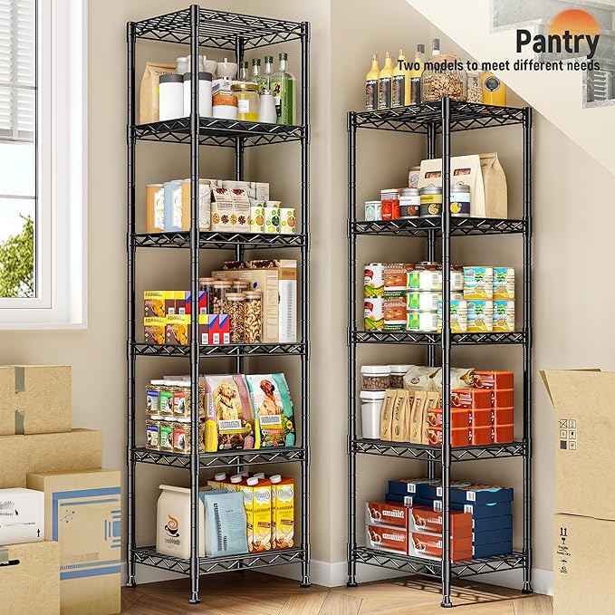 DurayLoly 6 Wire Shelving Metal Shelves Storage Rack:Adjustable Storage Shelves Standing Shelf Units and Narrow Shelf for Laundry Bathroom Kitchen Pantry Closet Office 15.8" w*11.8" D*63" H