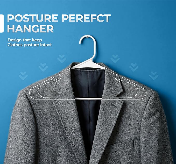 Beddora Plastic Hangers 20 Pack,White Clothes Hangers for Closet Organization and Storage Space-Saving Design, Kids & Adult Coat Hanger for Suits, Shirt & Percheros Ganchos para Colgar Ropa Hangars