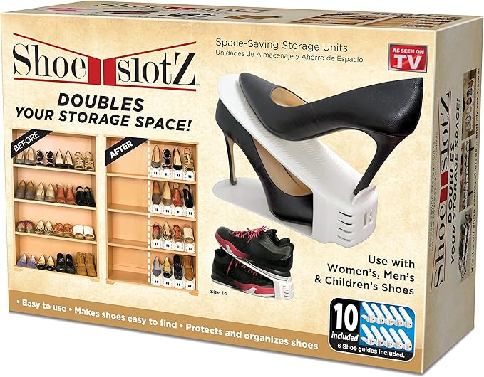 Shoe Slotz Space-Saving Storage Units in Ivory | As Seen on TV | No Assembly Required | Limited Edition Price Club Value Pack, 10 Piece Set