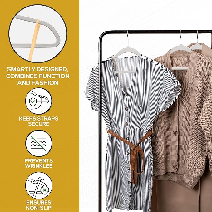Techzoo Premium Velvet Hangers 50 Pack Ultra Thin Non Slip Adult Felt Space Saving Suit Hanger for Closet Heavy Duty Coat Pants Jackets Dress Hangers 360° Swivel Hook Hold Upto 10 lbs Silver Birch