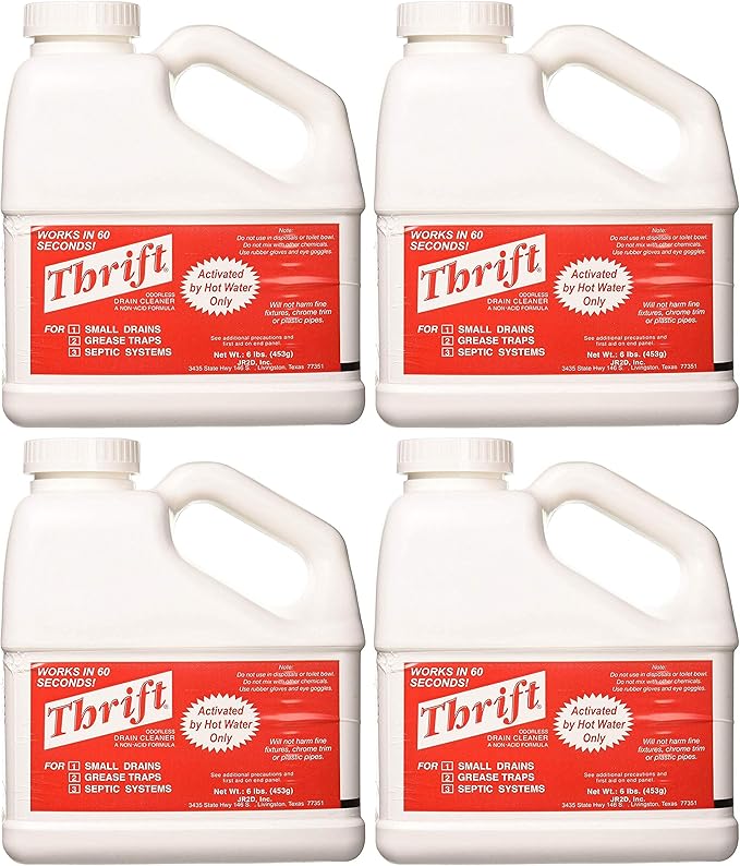THRIFT FBA_T-600 T-600 Alkaline Based 6 lb. Granular Drain Cleaner, White (Fоur Расk)