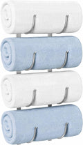 Bathroom Rolled Towel Rack: 4-Tier Wall Mounted Towel Storage Holder, Hanging Organizer for Towels, Blankets, Large Bath Sheets, Space Saving in RV, Closet, Toilet, Cabinet, Silver