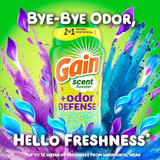 Gain Odor Defense In-wash Scent Booster, Super Fresh Blast scent, 16 OZ, 2 in 1 Freshness plus Odor Protection, laundry scent beads