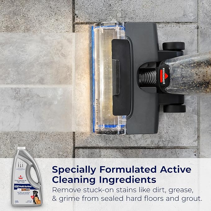Bissell CrossWave PET PRO OXY Multi-Surface Formula, 40191, 64 oz, Removes Stuck-On Stains like Dirt, Grease, and Grime from Sealed Hard Floors and Grout, Patented Odor Elimation Technology