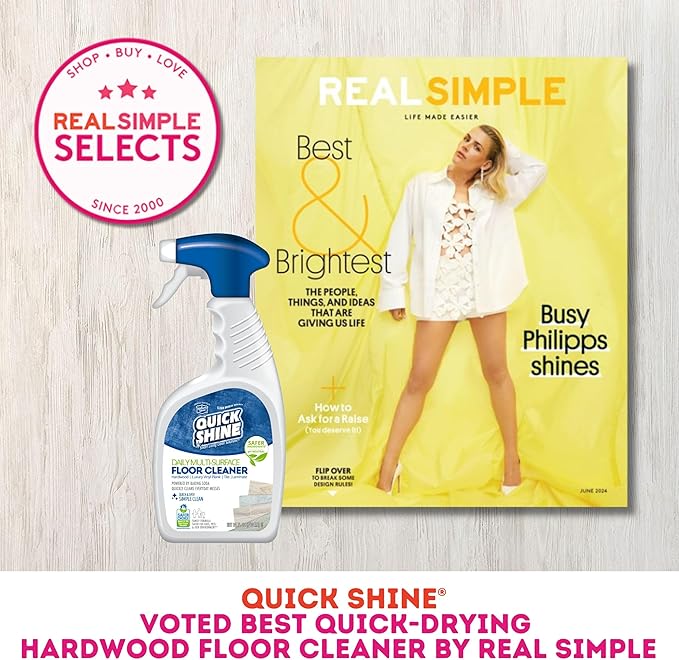 Quick Shine Multi Surface Floor Cleaner Daily Care 24oz, 6Pk | Ready to Use, Dirt Dissolving, Streak Free, No Rinse | Use on Hardwood, Laminate, Luxury Vinyl Plank LVT, Tile & Stone | Safer Choice